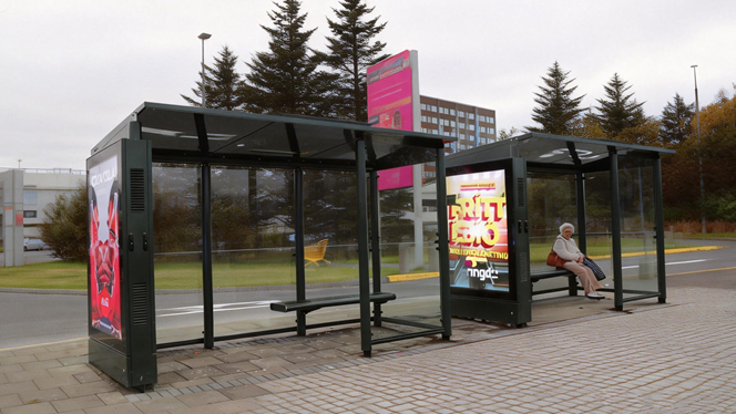 YEROO Iceland Stainless Steel Bus Shelter Project: Wind-Protected Smart Transit Hub with P4 LED Advertising