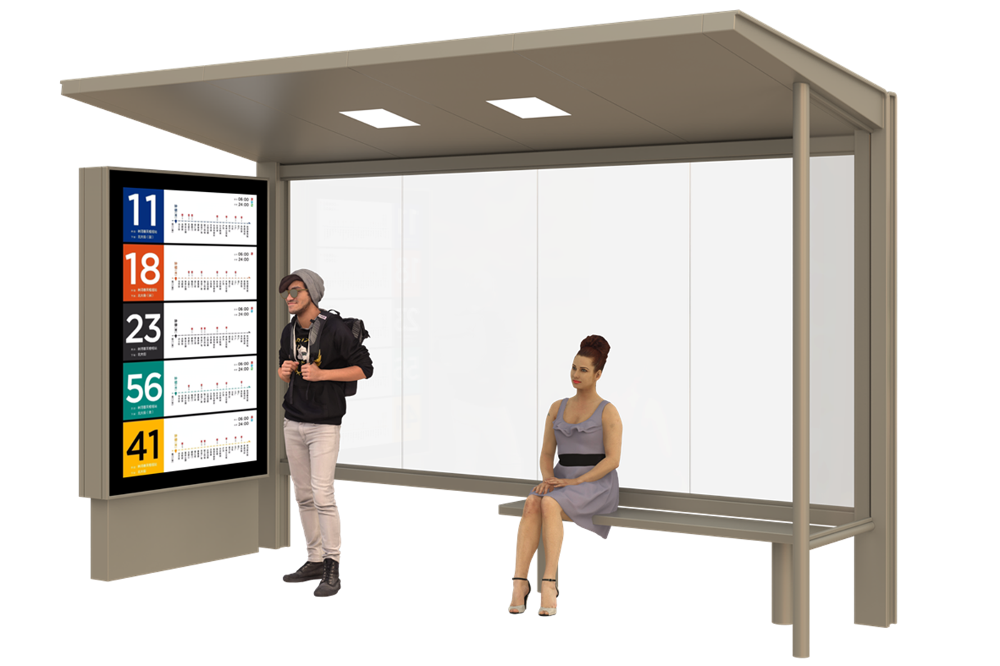 Bus Stop Shelter with Solar Panel- YR-SSBS-2603006