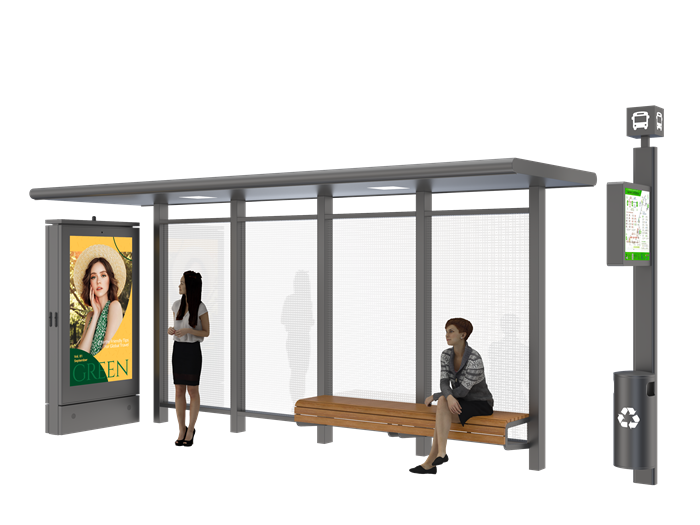 Outdoor Bus Shelter with Light Box- YR-SSBS-2606011
