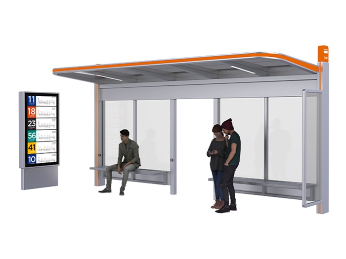 Solar Power Bus Shelter with Lightbox- YR-SSBS-2407341 Solar Power Bus Shelter with Lightbox- YR-SSBS-2407341
