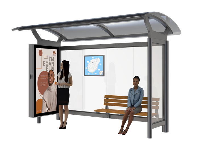 Classic Bus Shelter with Advertising Light Box- YR-SSBS-2609017 Classic Bus Shelter with Advertising Light Box- YR-SSBS-2609017