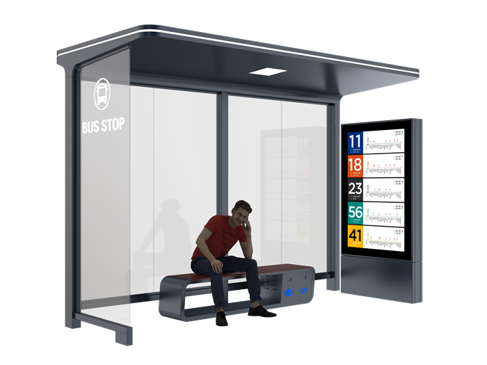 Outdoor Metal Bus Stop Shelter- YR-SSBS-2609018 Outdoor Metal Bus Stop Shelter- YR-SSBS-2609018